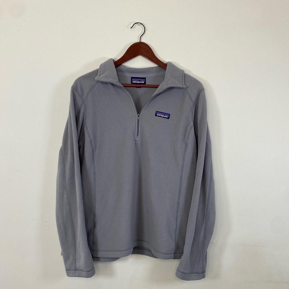 Patagonia Fleece Quarter Zip Pullover Chest Logo Gray Gorpcore Women's Large